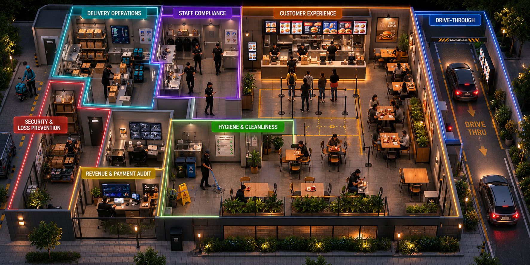 QSR restaurant zones